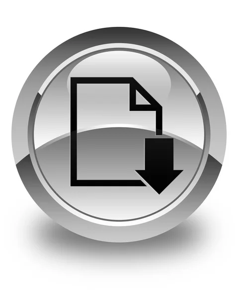 Baixar ícone de documento brilhante botão redondo branco — Fotografia de Stock