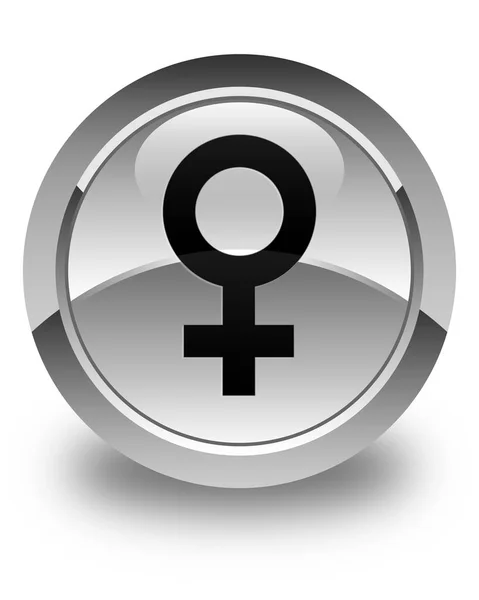Kadın işareti simgesi parlak beyaz yuvarlak düğmesi — Stok fotoğraf