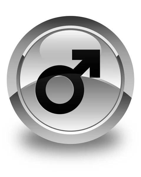 Mannelijke teken pictogram glanzend witte ronde knop — Stockfoto