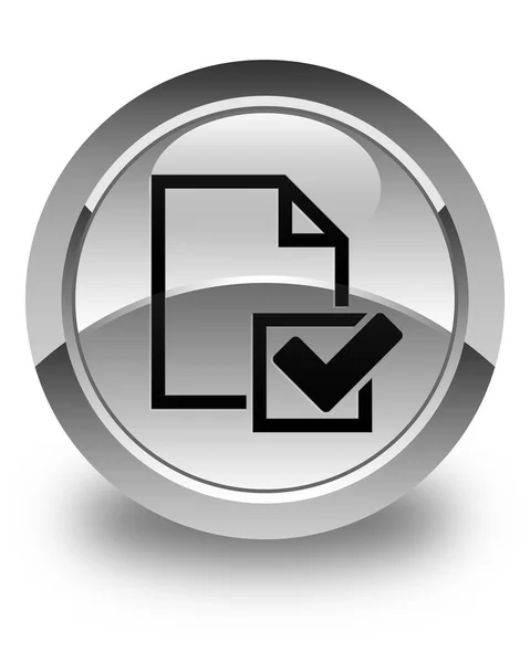 Ícone da lista de verificação botão redondo branco brilhante — Fotografia de Stock