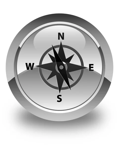 Kompas ikon lesklé bílé kulaté tlačítko — Stock fotografie