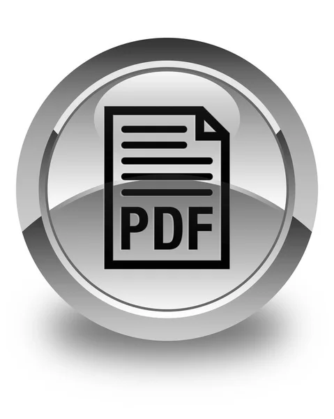 Biały błyszczący ikona dokumentu PDF okrągły przycisk — Zdjęcie stockowe