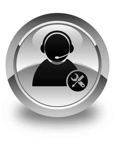 技術サポートのアイコン光沢のある白い円形のボタン — ストック写真