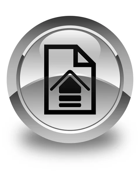 Uploaden document pictogram glanzend witte ronde knop — Stockfoto