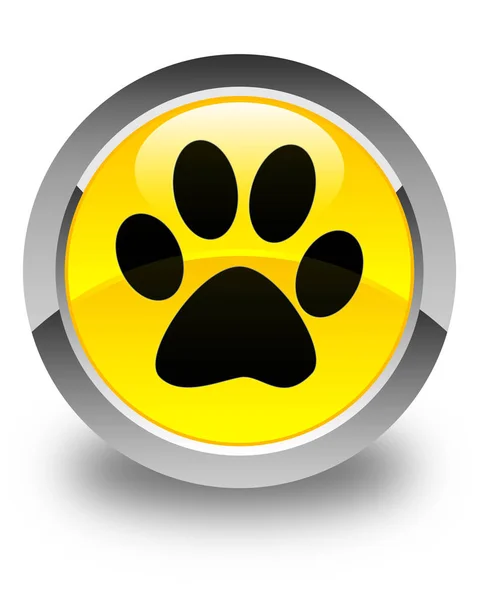 Icono de huella animal brillante botón redondo amarillo —  Fotos de Stock