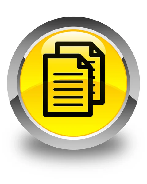 Documentos icono brillante botón redondo amarillo —  Fotos de Stock