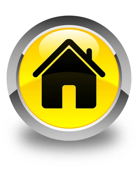 Home icon glossy yellow round button — Stock Photo, Image