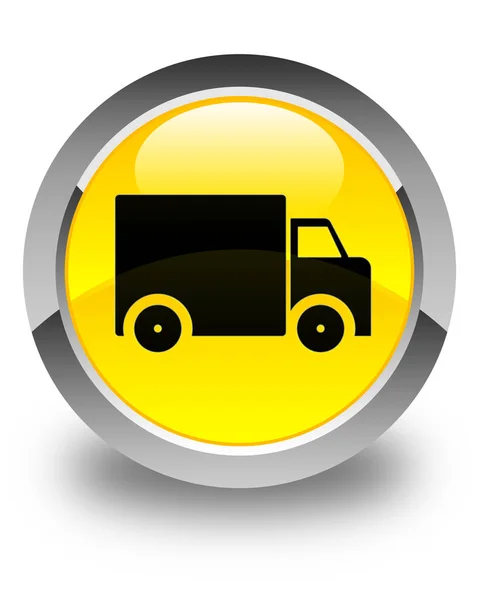Dodací truck ikonu lesklé žluté kulaté tlačítko — Stock fotografie