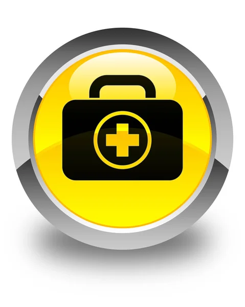Ícone de kit de primeiros socorros botão redondo amarelo brilhante — Fotografia de Stock