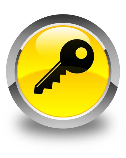 Błyszczący żółty przycisk Okrągła ikona klucza — Zdjęcie stockowe
