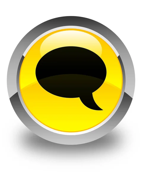 チャット アイコン光沢のある黄色い丸いボタン — ストック写真