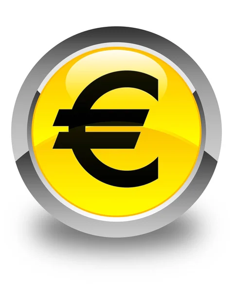 Glanzend geel van het pictogram van Euro-teken ronde knop — Stockfoto