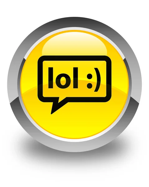 笑バブル アイコン光沢のある黄色い丸いボタン — ストック写真