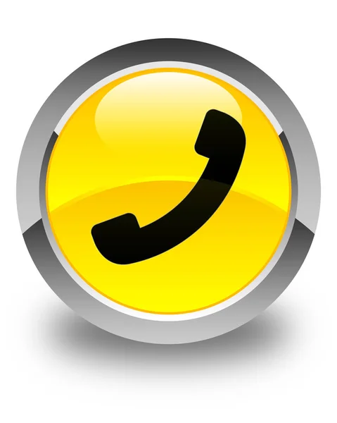 Icona del telefono pulsante rotondo giallo lucido — Foto Stock