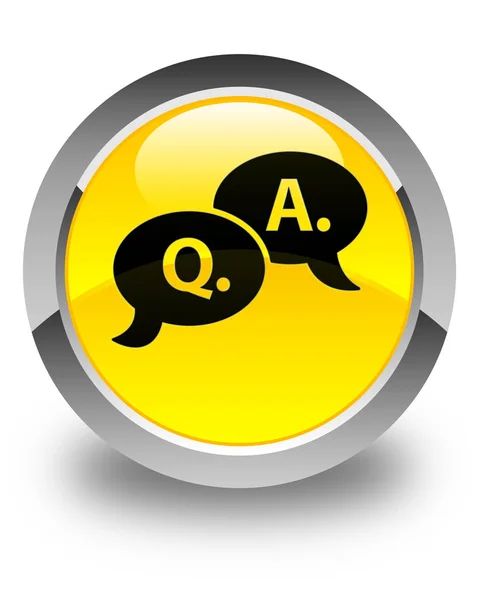 Question answer bubble icon glossy yellow round button — Stock Photo, Image