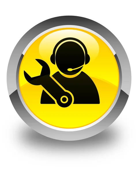 Tech support ikonen glänsande gula runda knappen — Stockfoto