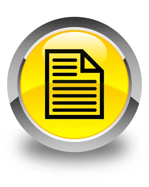 Document page icon glossy yellow round button — Stock Photo, Image