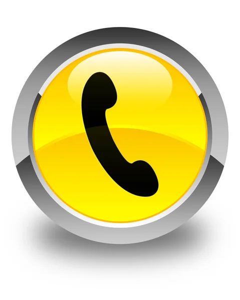 Icono del teléfono brillante botón redondo amarillo — Foto de Stock