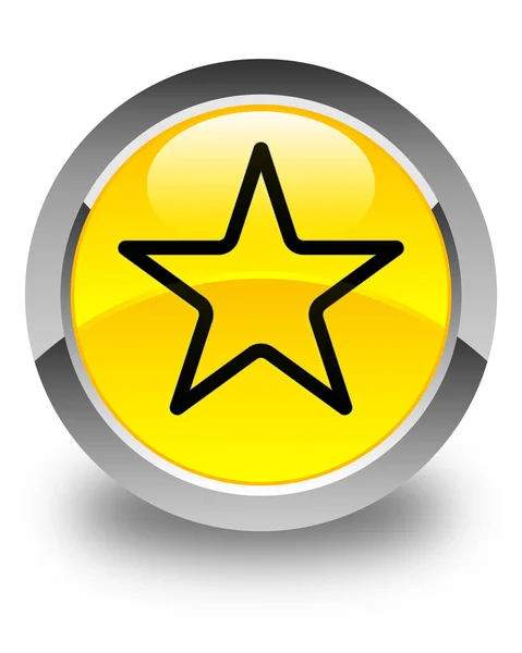 Ícone estrela brilhante botão redondo amarelo — Fotografia de Stock
