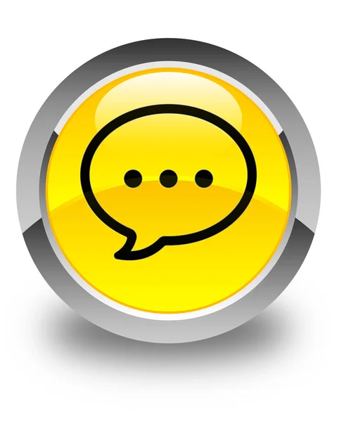 Піктограма розмовної бульбашки глянцева жовта кругла кнопка — стокове фото