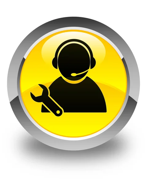 Tech ondersteuning pictogram glanzend geel ronde knop — Stockfoto