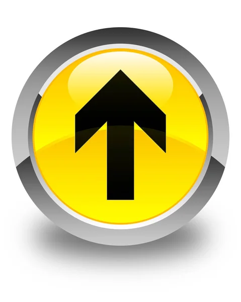 Upload arrow icon glossy yellow round button — Stock Photo, Image