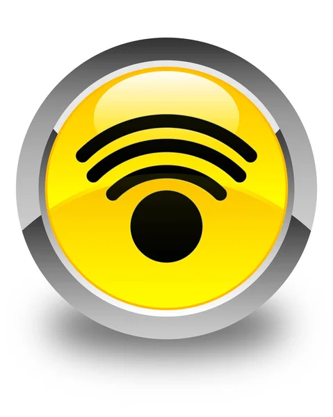 Pulsante rotondo giallo lucido icona Wifi — Foto Stock