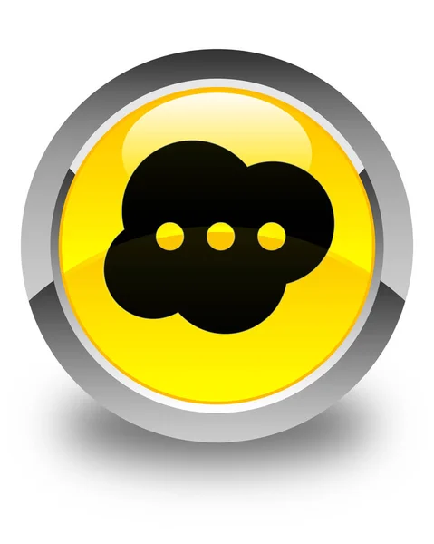 Brain icon glossy yellow round button
