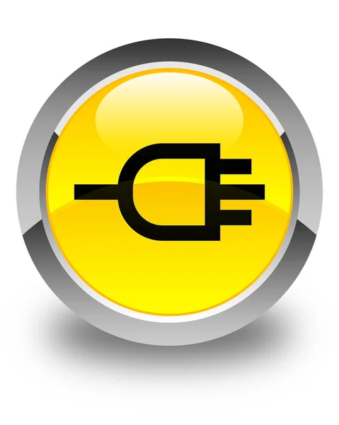 Connect icon glossy yellow round button — Stock Photo, Image