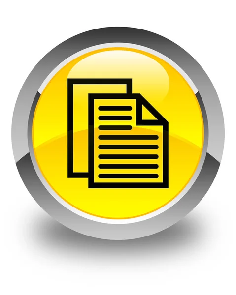 Icono páginas documento brillante botón redondo amarillo —  Fotos de Stock