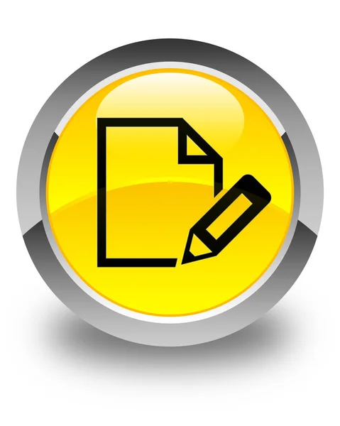 Edit document icon glossy yellow round button