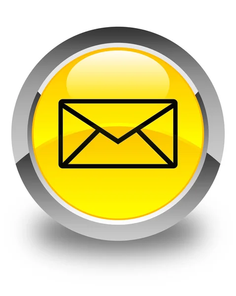 Ícone de e-mail botão redondo amarelo brilhante — Fotografia de Stock