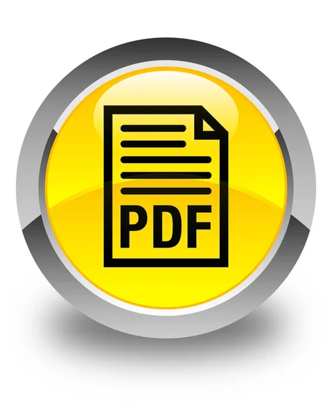 Icona documento PDF pulsante rotondo giallo lucido — Foto Stock