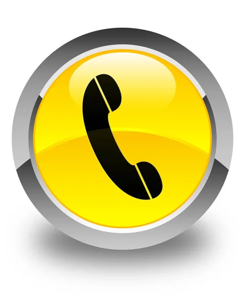 Telefon ikonu lesklé žluté kulaté tlačítko — Stock fotografie