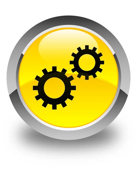 Блестящая желтая круглая кнопка — стоковое фото