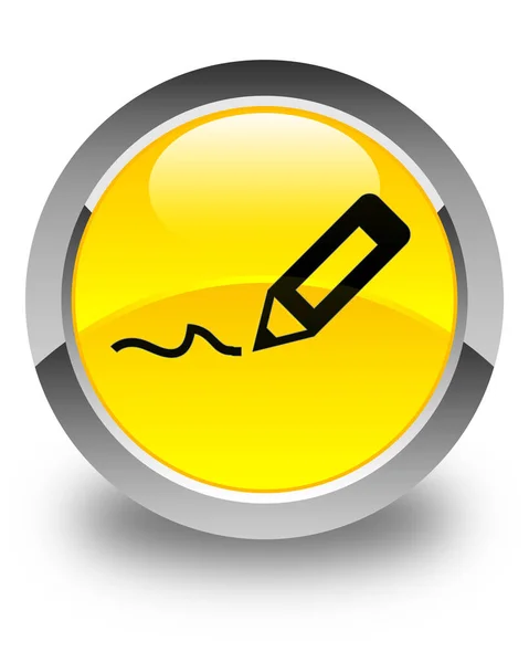 Zarejestruj się ikony błyszczący żółty okrągły przycisk — Zdjęcie stockowe