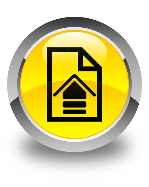 Uploaden document pictogram glossy gele ronde knop — Stockfoto