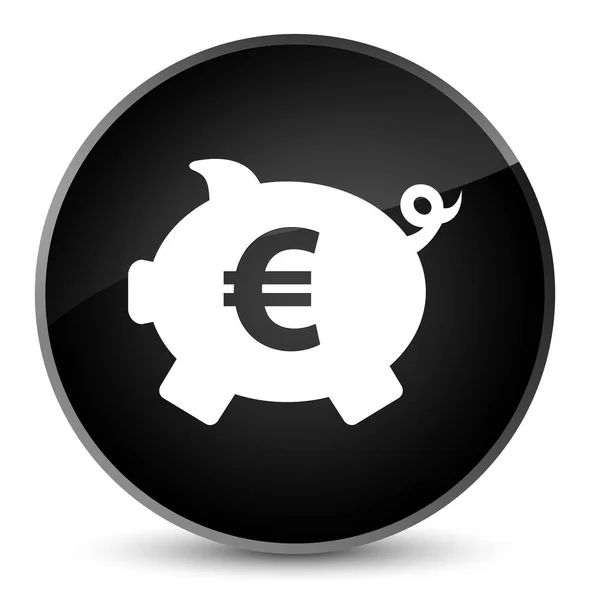 Piggy banco ícone de sinal de euro elegante botão redondo preto — Fotografia de Stock
