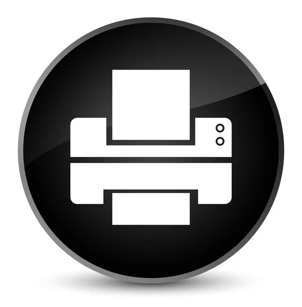 Icono de la impresora elegante botón redondo negro — Foto de Stock
