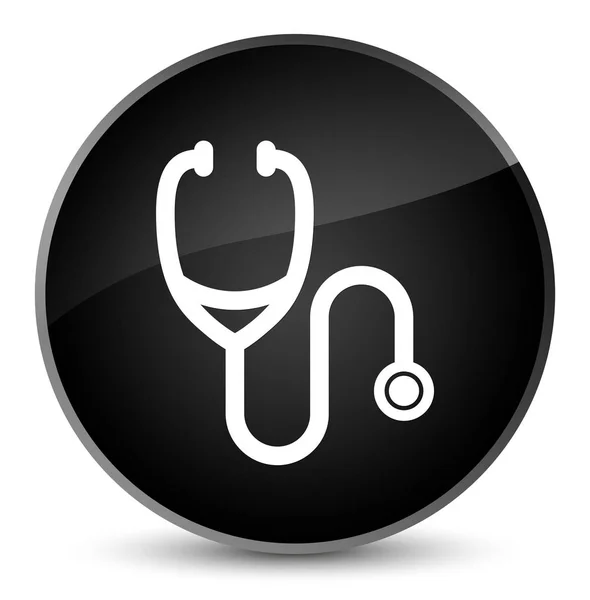 Stethoscope icon elegant black round button — Stock Photo, Image