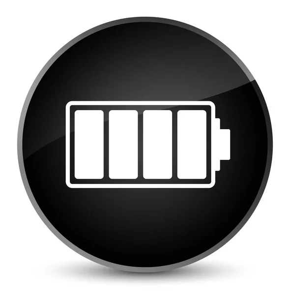 Ícone da bateria elegante botão redondo preto — Fotografia de Stock