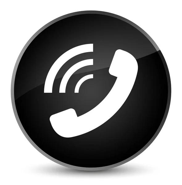 Telefon zil simgesini zarif siyah yuvarlak düğmesi — Stok fotoğraf