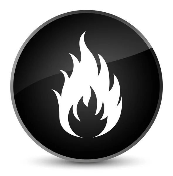 Icona del fuoco elegante pulsante rotondo nero — Foto Stock