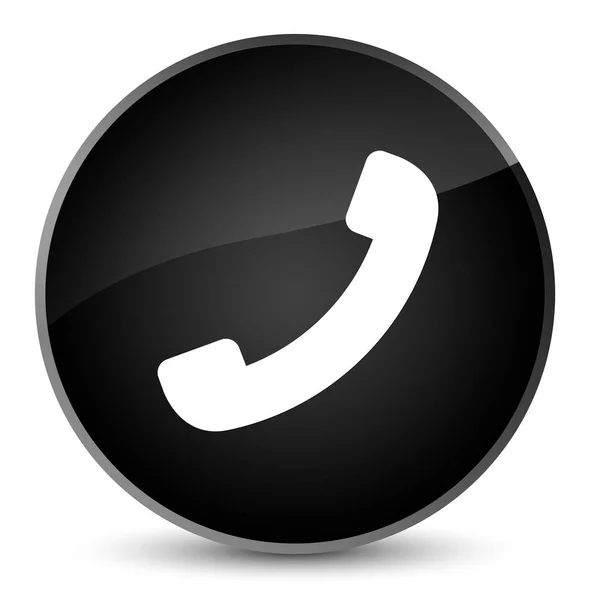 电话图标优雅黑色圆形按钮 — 图库照片