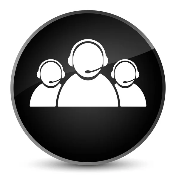 Müşteri bakım ekibi simgesi zarif siyah yuvarlak düğmesi — Stok fotoğraf