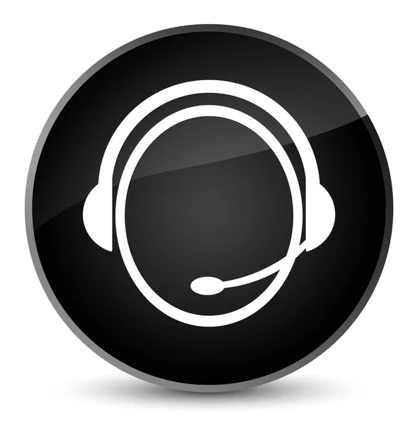 Customer care service icon elegant black round button — Stock Photo, Image