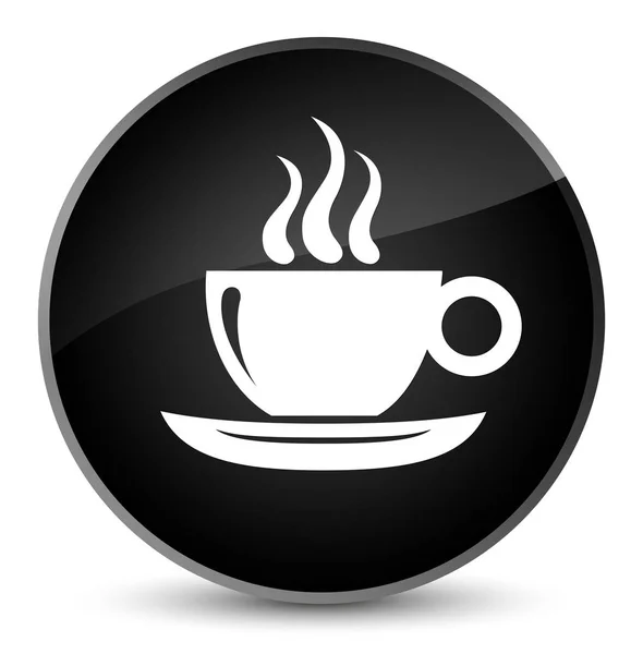 커피 컵 아이콘 우아한 블랙 라운드 버튼 — 스톡 사진