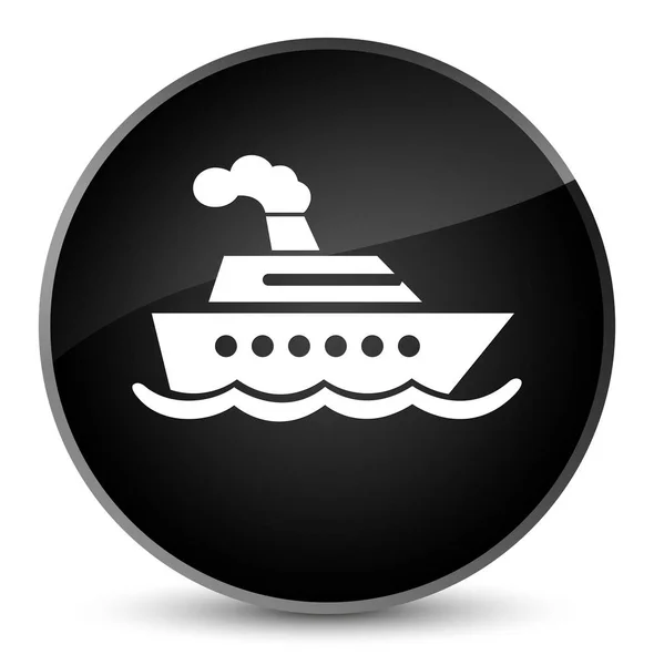 巡航船图标优雅黑色圆形按钮 — 图库照片