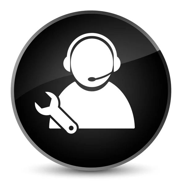 Tech support ikon elegáns fekete kerek gomb — Stock Fotó