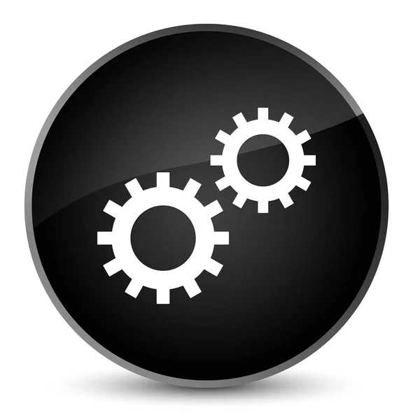 Icono de proceso elegante botón redondo negro —  Fotos de Stock